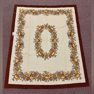 Mid Century Vintage Unused Corsican Imitation Linen Tablecloth NWT